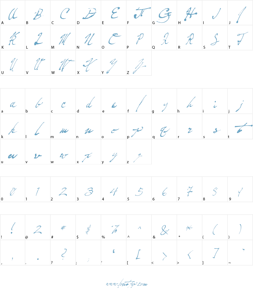 Fountain Pen Frenzy Font Character